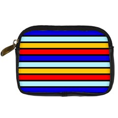 Red And Blue Contrast Yellow Stripes Digital Camera Leather Case from ArtsNow.com Front