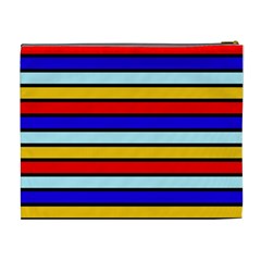 Red And Blue Contrast Yellow Stripes Cosmetic Bag (XL) from ArtsNow.com Back