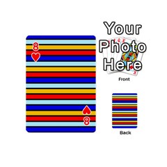 Red And Blue Contrast Yellow Stripes Playing Cards 54 Designs (Mini) from ArtsNow.com Front - Heart8