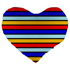 Red And Blue Contrast Yellow Stripes Large 19  Premium Heart Shape Cushions from ArtsNow.com Front