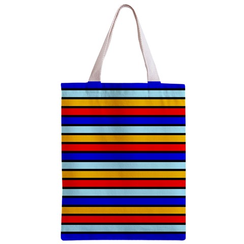 Red And Blue Contrast Yellow Stripes Zipper Classic Tote Bag from ArtsNow.com Front