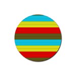 Multicolor With Black Lines Rubber Round Coaster (4 pack) 