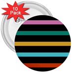 Colorful Mime Black Stripes 3  Buttons (10 pack) 
