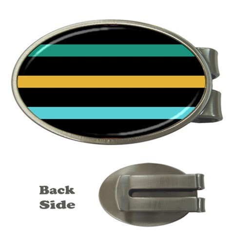 Colorful Mime Black Stripes Money Clips (Oval)  from ArtsNow.com Front