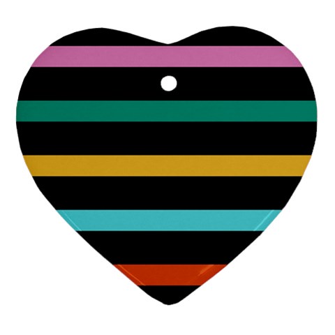 Colorful Mime Black Stripes Heart Ornament (Two Sides) from ArtsNow.com Front
