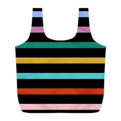 Colorful Mime Black Stripes Full Print Recycle Bag (L) from ArtsNow.com Back