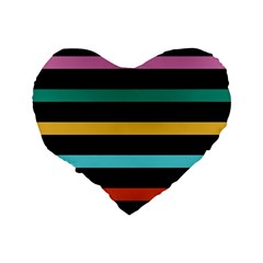 Colorful Mime Black Stripes Standard 16  Premium Flano Heart Shape Cushions from ArtsNow.com Back