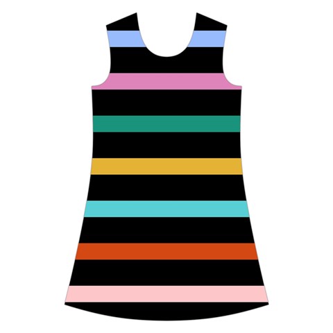 Colorful Mime Black Stripes Kids  Short Sleeve Velvet Dress from ArtsNow.com Front