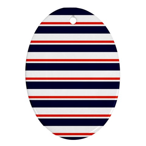 Red With Blue Stripes Ornament (Oval) from ArtsNow.com Front