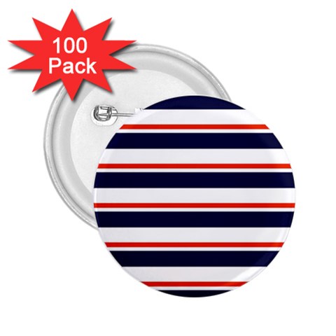 Red With Blue Stripes 2.25  Buttons (100 pack)  from ArtsNow.com Front