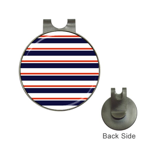 Red With Blue Stripes Hat Clips with Golf Markers from ArtsNow.com Front