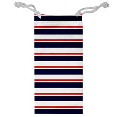 Red With Blue Stripes Jewelry Bag from ArtsNow.com Front