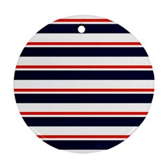 Red With Blue Stripes Round Ornament (Two Sides) from ArtsNow.com Front