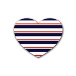 Red With Blue Stripes Heart Coaster (4 pack) 