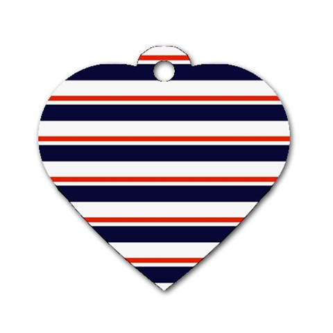 Red With Blue Stripes Dog Tag Heart (One Side) from ArtsNow.com Front