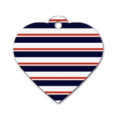 Red With Blue Stripes Dog Tag Heart (Two Sides) from ArtsNow.com Back