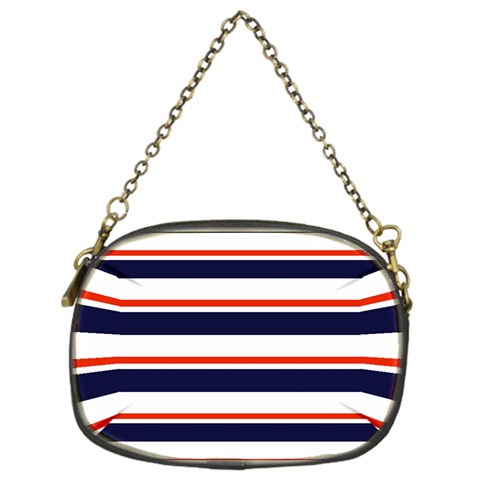 Red With Blue Stripes Chain Purse (One Side) from ArtsNow.com Front