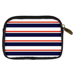 Red With Blue Stripes Digital Camera Leather Case from ArtsNow.com Back