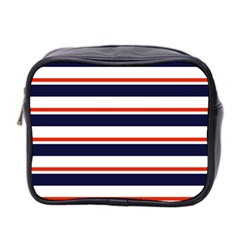 Red With Blue Stripes Mini Toiletries Bag (Two Sides) from ArtsNow.com Front