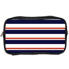 Red With Blue Stripes Toiletries Bag (Two Sides) from ArtsNow.com Back