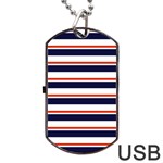 Red With Blue Stripes Dog Tag USB Flash (One Side)