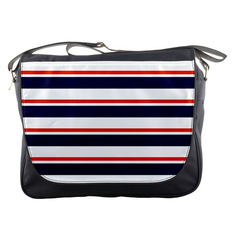 Red With Blue Stripes Messenger Bag from ArtsNow.com Front