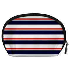Red With Blue Stripes Accessory Pouch (Large) from ArtsNow.com Back