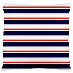 Red With Blue Stripes Large Flano Cushion Case (Two Sides) from ArtsNow.com Front