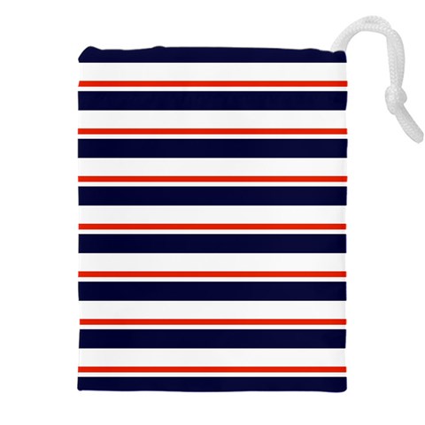 Red With Blue Stripes Drawstring Pouch (5XL) from ArtsNow.com Front