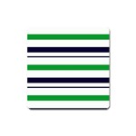 Green With Blue Stripes Square Magnet