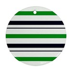Green With Blue Stripes Round Ornament (Two Sides)