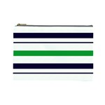 Green With Blue Stripes Cosmetic Bag (Large)