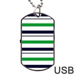 Green With Blue Stripes Dog Tag USB Flash (One Side)