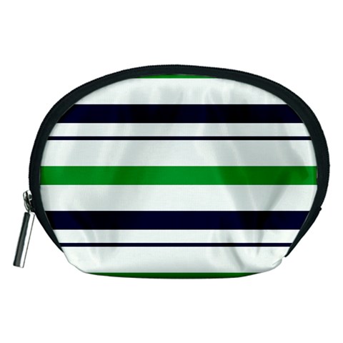 Green With Blue Stripes Accessory Pouch (Medium) from ArtsNow.com Front