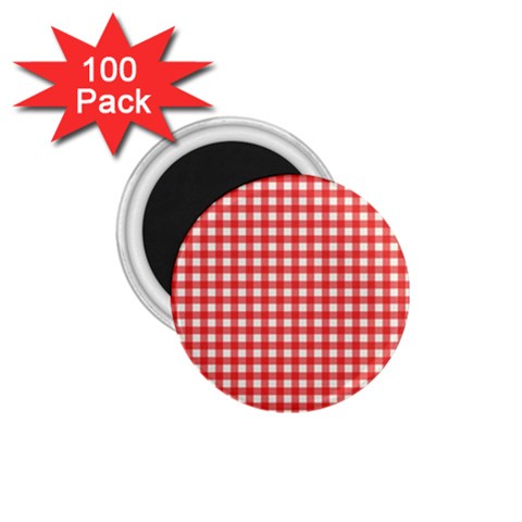Red White Gingham Plaid 1.75  Magnets (100 pack)  from ArtsNow.com Front