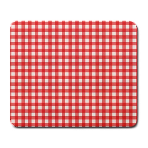 Red White Gingham Plaid Large Mousepads from ArtsNow.com Front