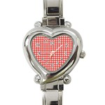 Red White Gingham Plaid Heart Italian Charm Watch