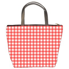 Red White Gingham Plaid Bucket Bag from ArtsNow.com Back