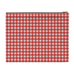 Red White Gingham Plaid Cosmetic Bag (XL) from ArtsNow.com Back