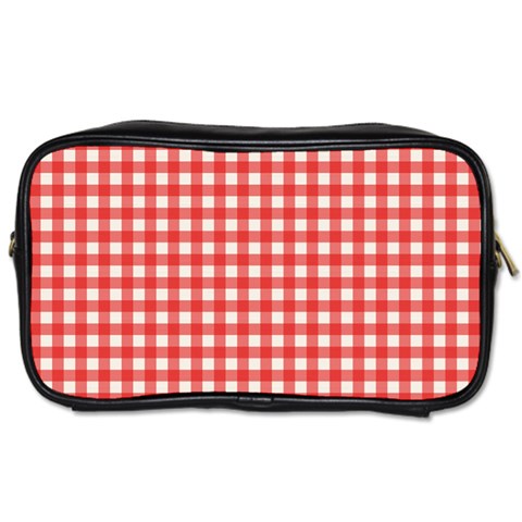 Red White Gingham Plaid Toiletries Bag (One Side) from ArtsNow.com Front