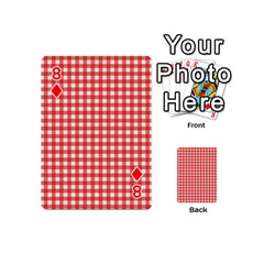 Red White Gingham Plaid Playing Cards 54 Designs (Mini) from ArtsNow.com Front - Diamond8