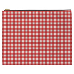 Red White Gingham Plaid Cosmetic Bag (XXXL) from ArtsNow.com Front