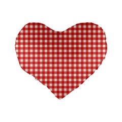 Red White Gingham Plaid Standard 16  Premium Heart Shape Cushions from ArtsNow.com Back