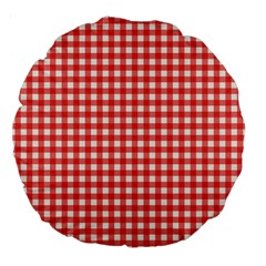 Red White Gingham Plaid Large 18  Premium Flano Round Cushions from ArtsNow.com Front