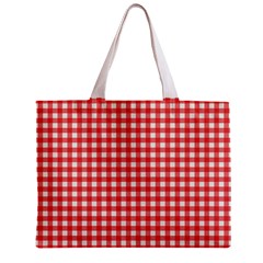 Red White Gingham Plaid Zipper Mini Tote Bag from ArtsNow.com Back