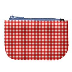 Red White Gingham Plaid Large Coin Purse from ArtsNow.com Front