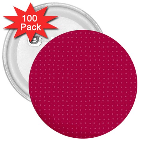 Rose Pink Color Polka Dots 3  Buttons (100 pack)  from ArtsNow.com Front