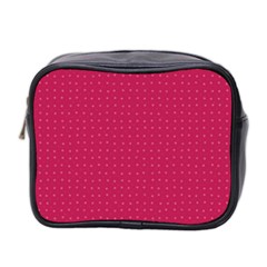 Rose Pink Color Polka Dots Mini Toiletries Bag (Two Sides) from ArtsNow.com Front