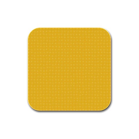 Saffron Yellow Color Polka Dots Rubber Square Coaster (4 pack)  from ArtsNow.com Front