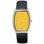 Saffron Yellow Color Polka Dots Barrel Style Metal Watch